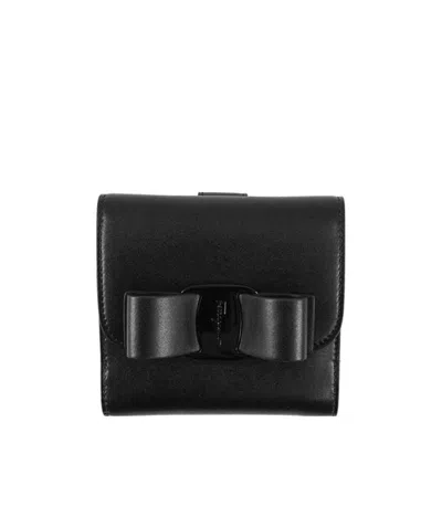Ferragamo Logo Bowtie Wallet In Black