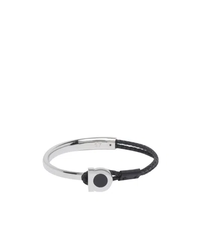 Ferragamo Logo Closure Bracelet In Silver