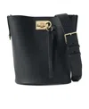 Ferragamo Logo Bucket Shoulder Bag In Black