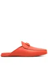 Ferragamo Logo Buckle Backless Slippers In Orange