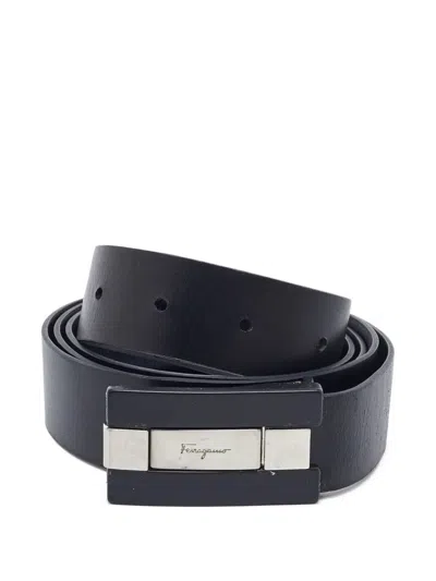 Pre-owned Ferragamo Logo-buckle Belt In Black