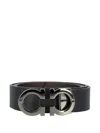 Ferragamo Reversible And Adjustable Gancini Belt In Black