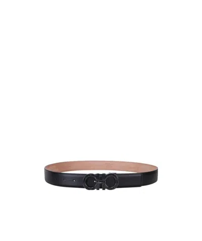 Ferragamo Logo Buckle Belt In Black