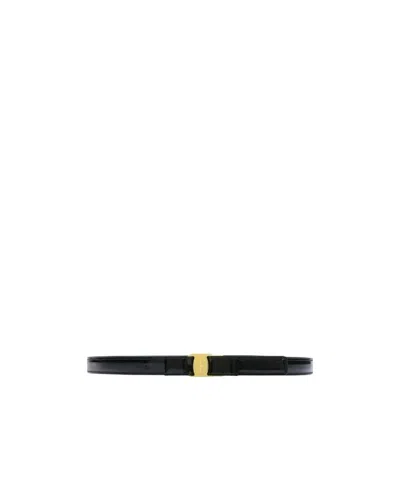 Ferragamo Logo Buckle Belt In Black