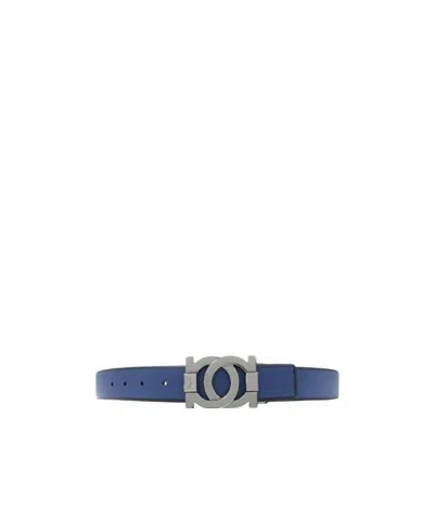 Ferragamo Logo Buckle Belt In Blue