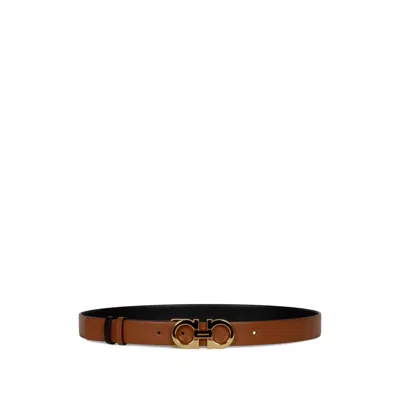 Ferragamo Logo Buckle Belt In Brown