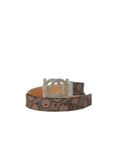 Ferragamo Logo Buckle Belt In Brown