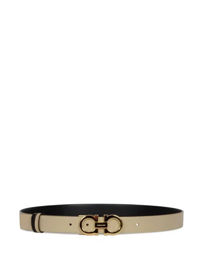 Ferragamo Logo Buckle Belt In Neutral