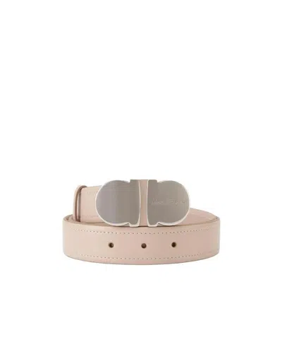 Ferragamo Logo Buckle Belt In Nude
