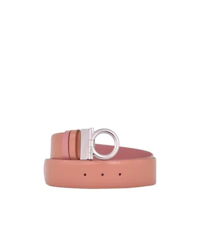 Ferragamo Logo Buckle Belt In Pink