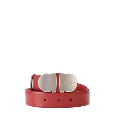 Ferragamo Logo Buckle Belt In Red