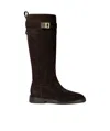 Ferragamo Elegant Roly Riding Boots With Gancini Buckle Detail In Black