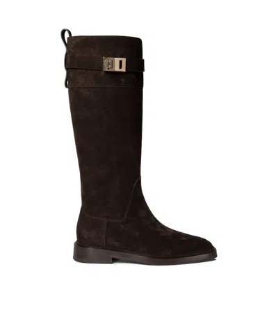 FERRAGAMO LOGO BUCKLE BOOTS