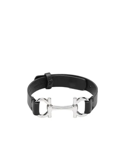 Ferragamo Logo Buckle Bracelet In Black