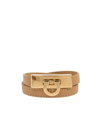 Ferragamo Logo Buckle Bracelet In Yellow