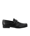 Ferragamo Leather David Loafer With Gancini Hook For Men In Black