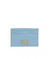 Ferragamo Gancini Leather Cardholder In Blue