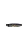 Ferragamo Logo Buckle Double-sided Belt In Black
