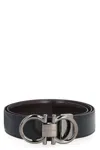 Ferragamo Logo Buckle Leather Belt In Black
