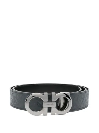 FERRAGAMO LOGO-BUCKLE PATTERNED BELT