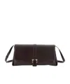 Ferragamo Bordeaux Crossbody Bag With Gancini Buckle Detail In Black