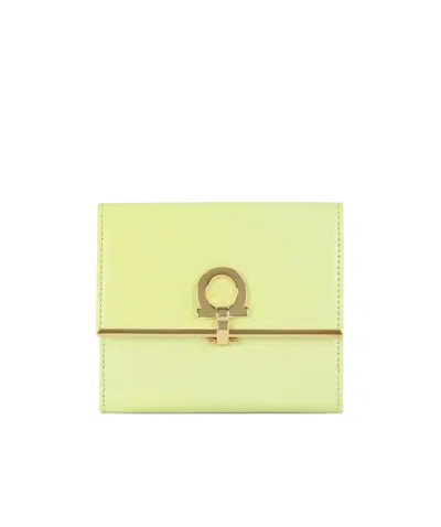 Ferragamo Logo Buckle Wallet In Yellow