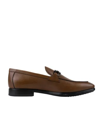 Ferragamo Logo Business Casual Shoes In Brown