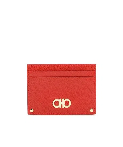Ferragamo Logo Card Bag In Red