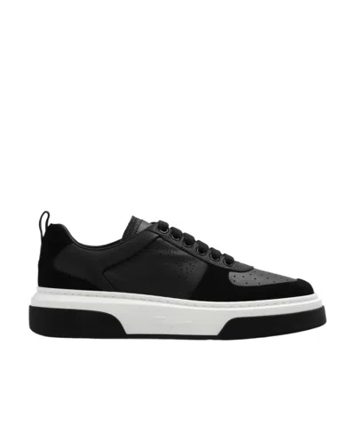 Ferragamo Logo Casual Sneakers In Black