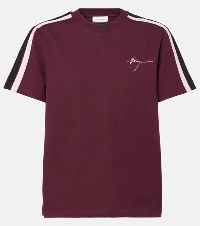Ferragamo Logo Cotton Jersey T-shirt In Burgundy