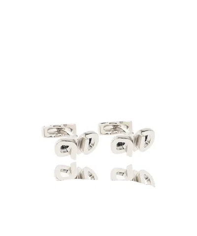 Ferragamo Logo Cufflink In White