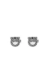 Ferragamo Gancini Diamond-patterned Cufflinks In Brown