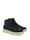 Ferragamo Cassio Leather High-top Sneakers In Black