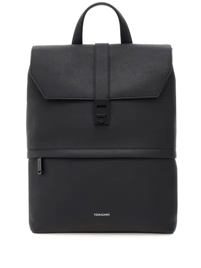 FERRAGAMO HUG-BUCKLE LEATHER BACKPACK