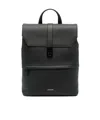 Ferragamo Logo-debossed Leather Backpack In Black