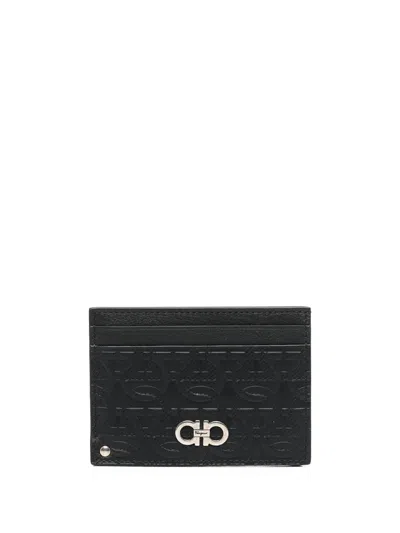 Ferragamo Logo-debossed Leather Cardholder In Brown
