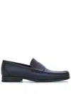 Ferragamo Logo-debossed Leather Loafers In Blue