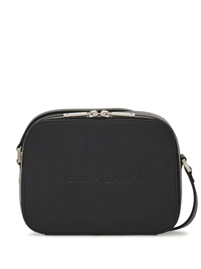 Ferragamo Logo-debossed Leather Shoulder Bag In Black