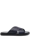 Ferragamo Logo-debossed Sandals In Blue
