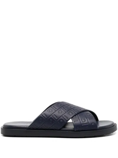 Ferragamo Logo-debossed Sandals In Blue