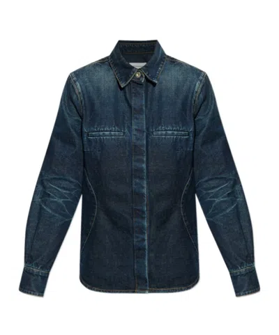 Ferragamo Logo Denim Shirt In Black