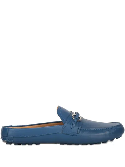 Ferragamo Logo-detail Mules In Blue