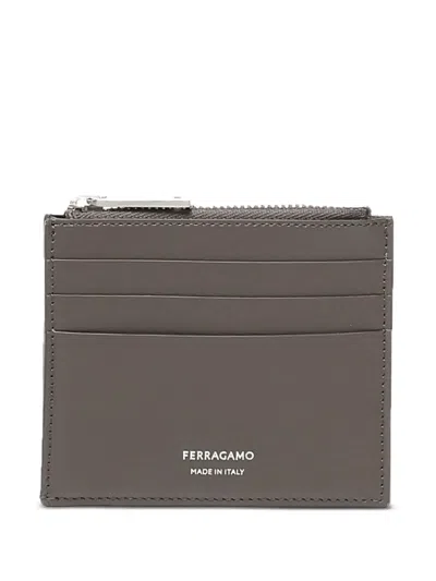 Ferragamo Logo-detail Wallet In Gray