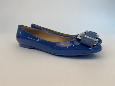Ferragamo Logo Details Ballet Shoes In Blue