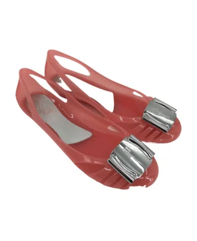 Ferragamo Logo Details Flat Shoes In Red