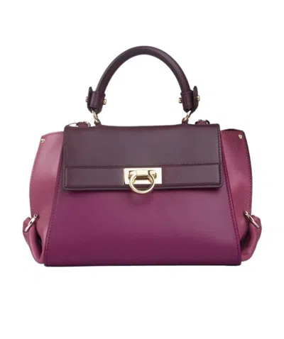 Ferragamo Logo Details Handbag In Black