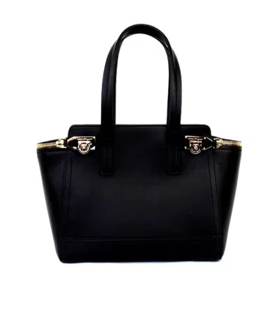 Ferragamo Logo Details Handbag In Black