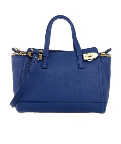 Ferragamo Logo Details Handbag In Blue