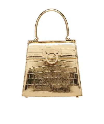 Ferragamo Logo Details Handbag In Nude