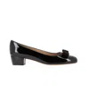 Ferragamo Vara Bow-embellished Patent-leather Pumps In Black